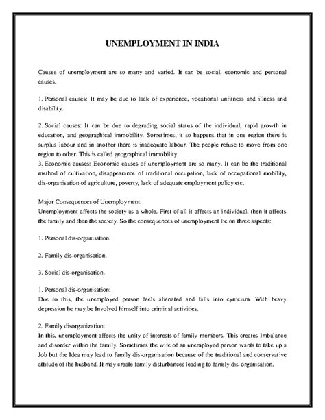 Unemployment IN India - UNEMPLOYMENT IN INDIA Causes of unemployment ...