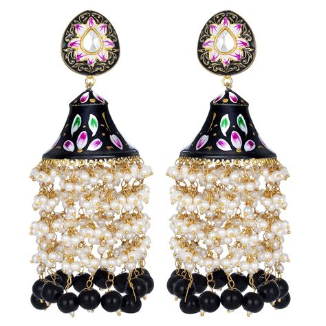 Peora Indian Traditional Jewellery Kundan Long Pearl Hangings Handmade ...