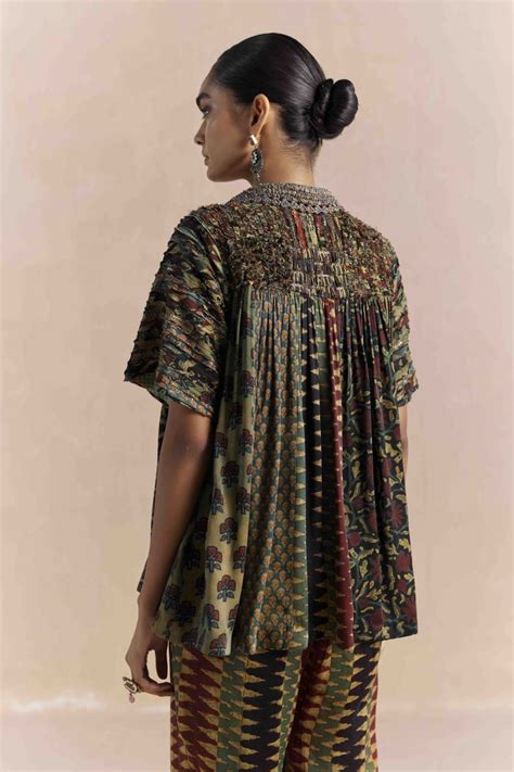 Buy - Mrida green texture shirt | Elan Store