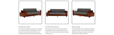 BSR ARTS Wooden Sofa Set for Living Room and Office 3 Three Seater with ...