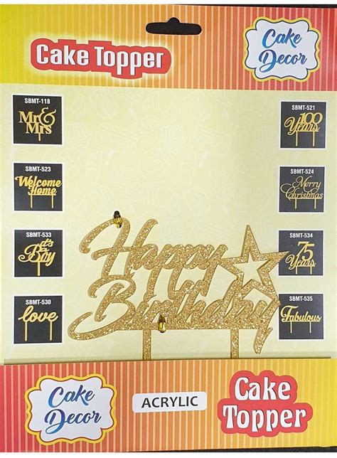 Cake Decor Mirror Shimmer Shining Acrylic Cake Topper Happy Birthday ...