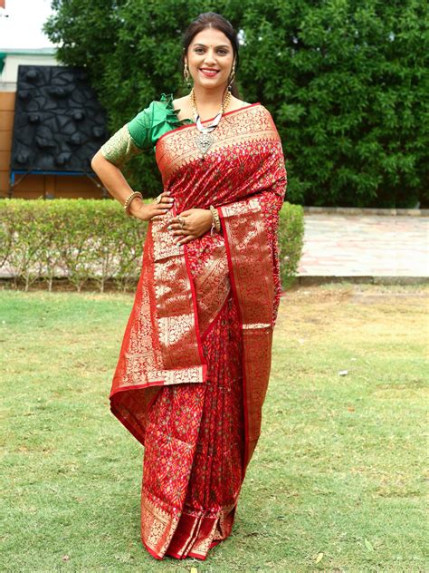 Wedding Wear Red Color Zari Weaving Saree – Amrutamfab