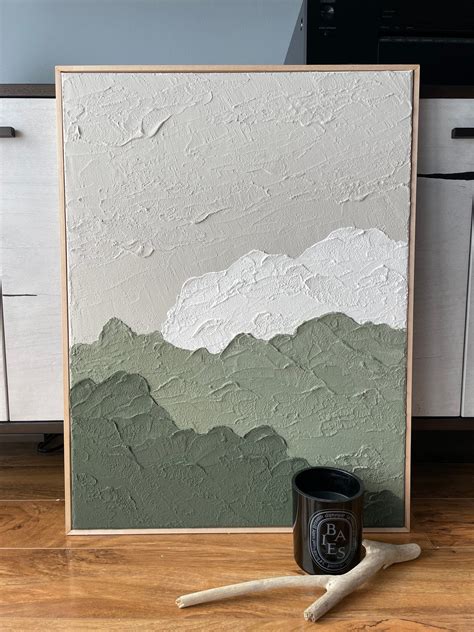 Tides extra large textured plaster wall art minimalist art sage ...