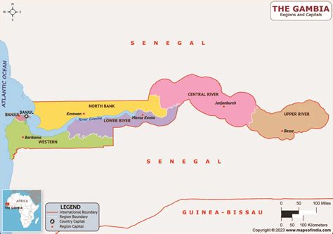 The Gambia Regions and Capitals List and Map | List of Regions and Capitals in The Gambia