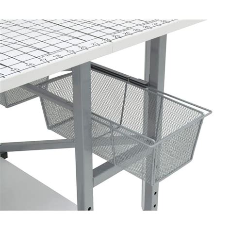 Buy 58 in. W x 36 in. D MDF Folding Fabric Cutting Table, Drawers, Grid ...