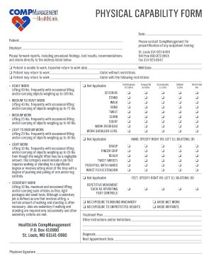Fillable Online PHYSICAL CAPABILITY FORM - HealthLink Fax Email Print ...