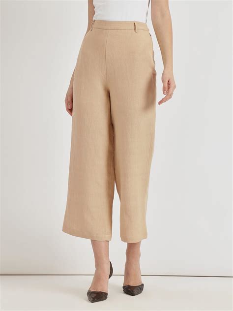 Linen Mid Rise Culottes - Beige