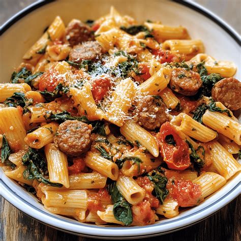 Tomato Spinach Sausage Pasta