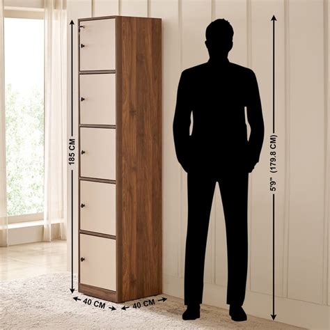 Buy Addison 5-Tier Book Cabinet with Shutters - Beige from Home Centre ...