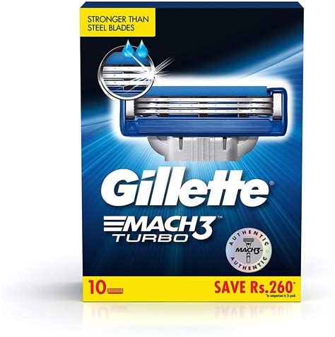 Buy Gillette Mach Turbo 3 Shaving Blades- Pack of 10 (Cartridges ...