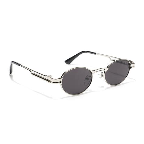 Bob | Silver Oval Sunglasses | Black Lens - MG5183