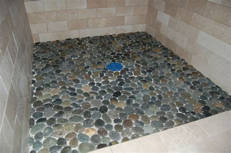 River Stone Tile Shower Floor - HildaBrooks