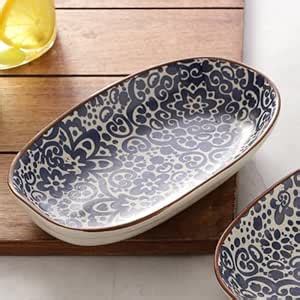 Buy miah decor Blue Printed Round Rectangular Snack Platter – Ceramic ...