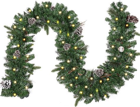 Amazon.com: 9 Ft Prelit Artificial Christmas Garlands with 50 Lights ...