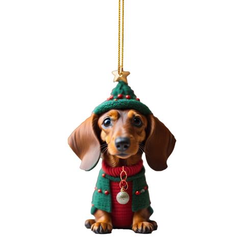 FAMTKT Christmas Ornaments Dachshund Dog Car Interior Pendant Christmas ...