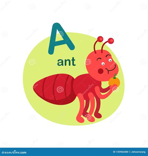 Illustration Isolated Alphabet Letter a-ant Stock Vector - Illustration of baby, isolated: 135966480