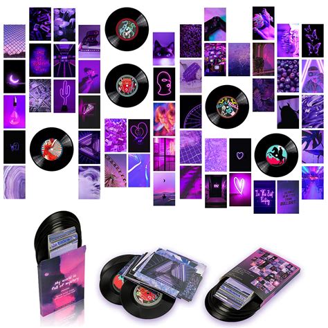 Buy 50Pcs Photo Collage Kit for Wall Aesthetic Room Decor,Purple Wall ...