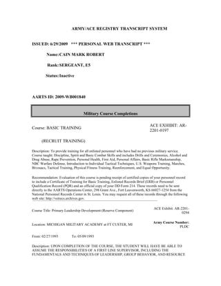 Image result for Military Training Transcript