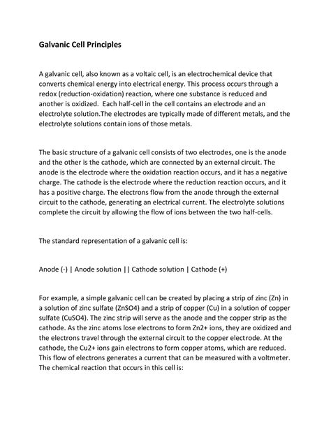 Galvanic Cell Principles - This process occurs through a redox ...