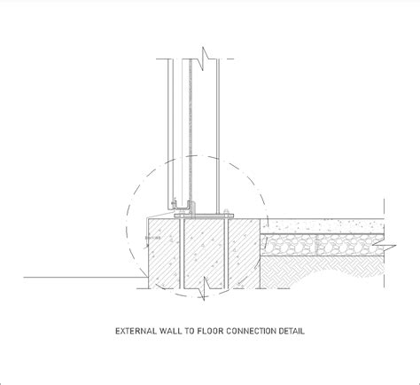 External wall-to-floor connection DWG CAD Detail Download