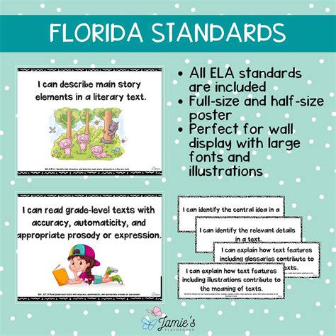 Florida BEST Standards- 2nd Grade ELA I Can Statements - Full & Half ...