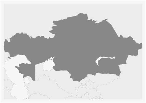 Carte de l'Asie avec la carte du Kazakhstan en surbrillance | Vecteur ...