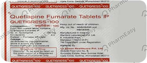 Buy Quetigress 100 MG Tablet (10) Online at Flat 15% OFF | PharmEasy