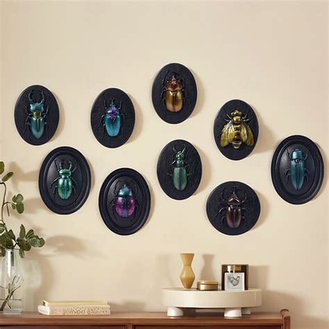 Colorful Beetle Wall Decor, Hand-Painted Resin Insect Ornament ...