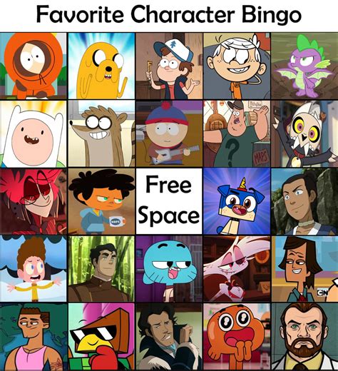 Favorite Character Bingo - Cartoon Males #1 by Matthiamore on DeviantArt