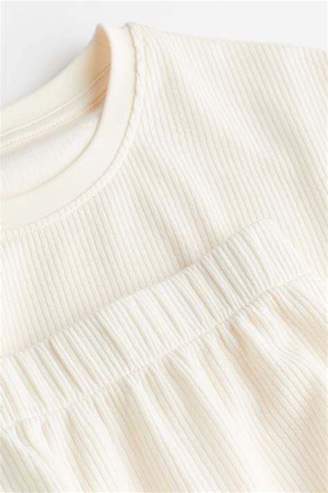 Ribbed pyjamas - Cream - Ladies | H&M IN