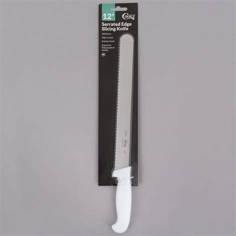 Choice 12" Serrated Edge Slicing / Bread Knife with White Handle