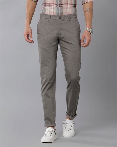 Classic Polo Men's 100% Cotton Moderate Fit Solid Grey Color Trouser