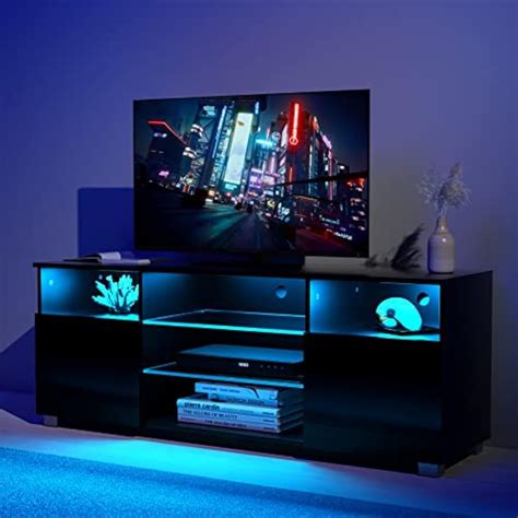 Elibeauty Modern LED TV Stand with Glossy Cabinets, for 55 India | Ubuy
