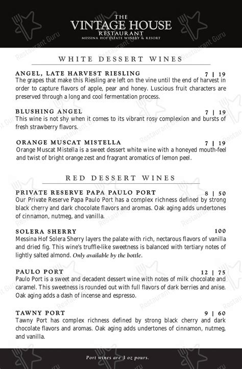 Menu at Messina Hof Resort & Winery - Bryan pub & bar, Bryan