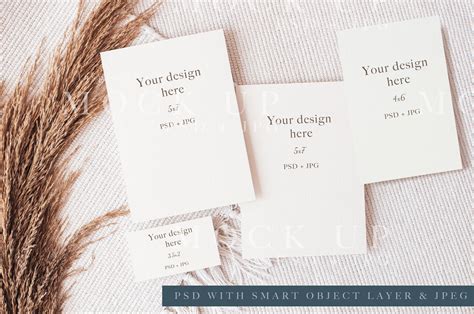 Wedding Card Mockup, Various Card Mockup, Greeting Card Mockup, Boho ...