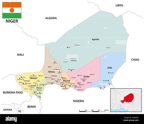 Administrative vector map of the West African state of Niger Stock Photo - Alamy