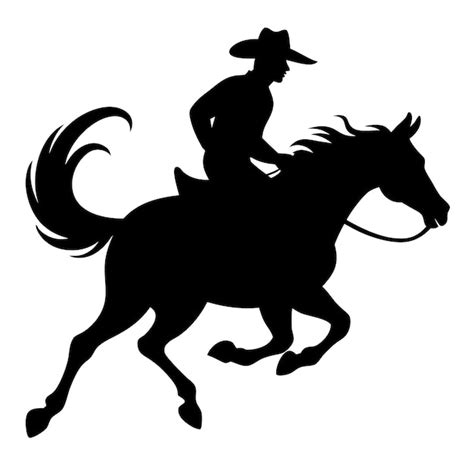 Dynamic cowboy riding horse silhouette for rodeo events and ...