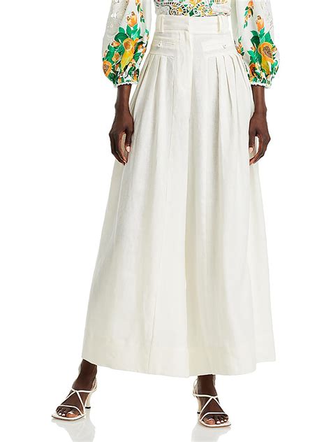 FARM Rio High Rise Pleated Wide Leg Pants in White | Lyst