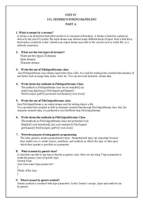 Unit IV - Generics & String Handling Notes (Part A & B) - Studocu