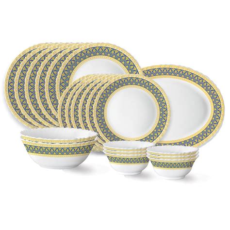 Larah by Borosil Regal Fluted Series Opalware Dinner Set | 21 Pieces ...