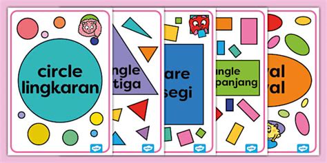 Let's Name the Shapes! Indonesian/English Display Posters