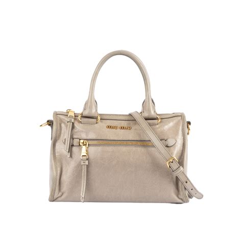 Miu Miu Vitello Shine Leather Bauletto Satchel
