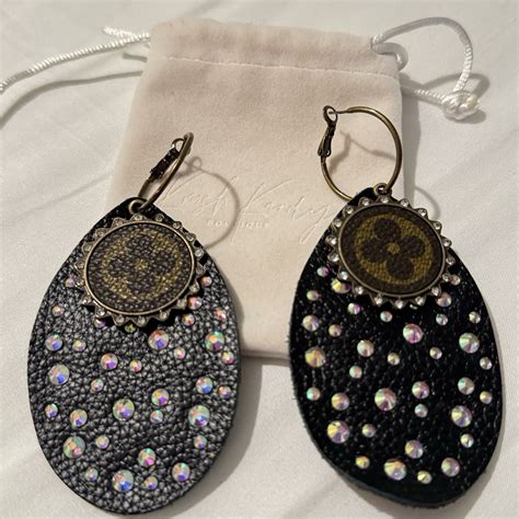 NEW Krush Kandy Boutique Brown Suede Leather Studded Dangle Earrings 4 ...