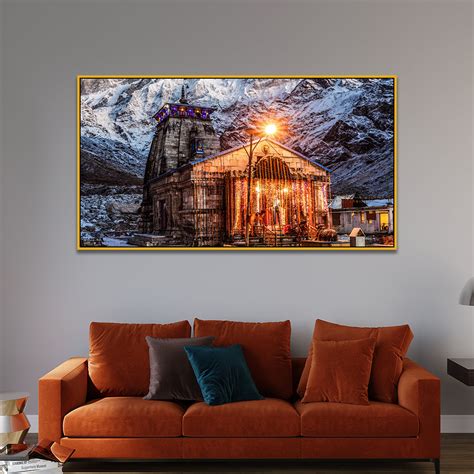Baba Kedarnath Temple Canvas Wall Painting with Floating Frame – Wall ...