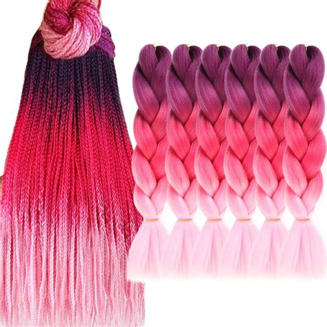 Amazon.com : Herina Pink Braiding Hair One Pack Pink Fake Braids In ...
