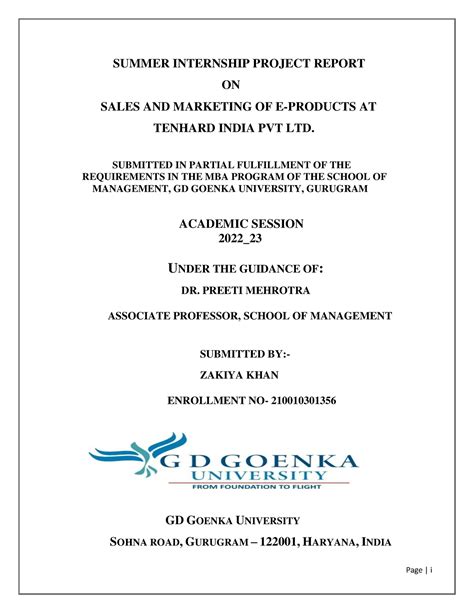 Summer Internship Project Report Zakiya khan PDF[584] - Page | i SUMMER ...