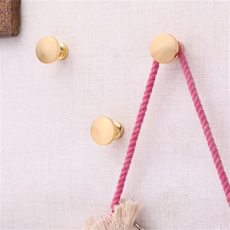 Gold Round Shape Brass Modern Wall Hooks-3 Pieces