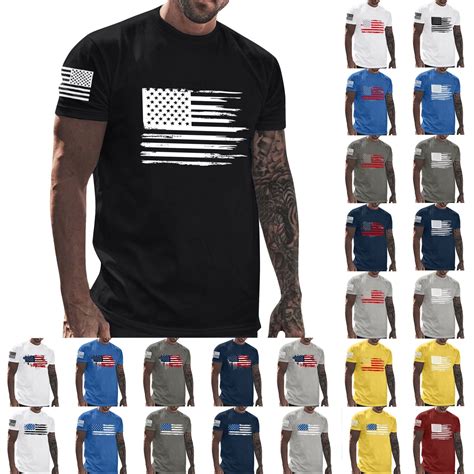 BiZtdJrK Mens Cotton Graphic Tees Short Sleeve USA Flag Patriotic T ...
