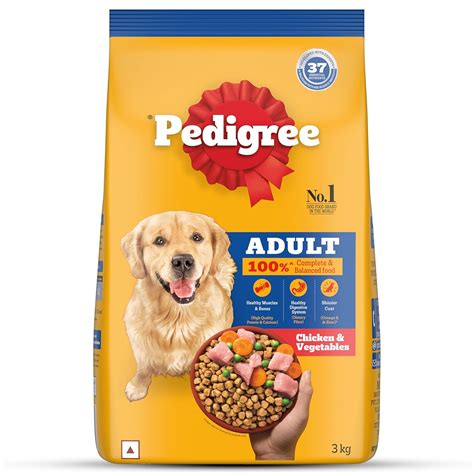 Pedigree Adult Dry Dog Food, Chicken & Vegetables, 3 kg, Contains 37 ...