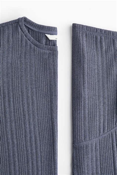 Women's Dark dusty blue MAMA 2-Piece Rib-Knit Set | H&M CA